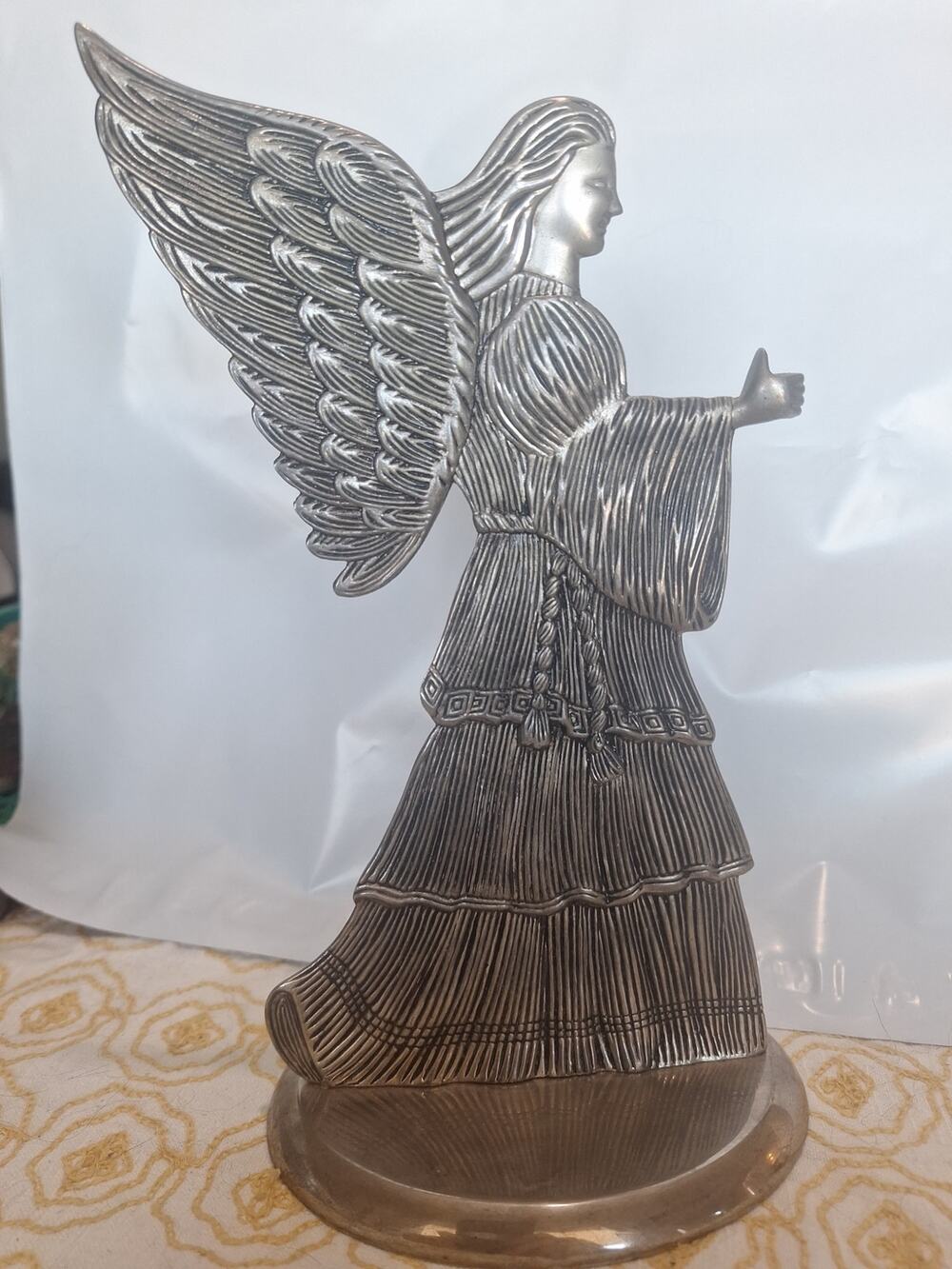 1994 san francisco music box pewter angel figurine 9" candleholder